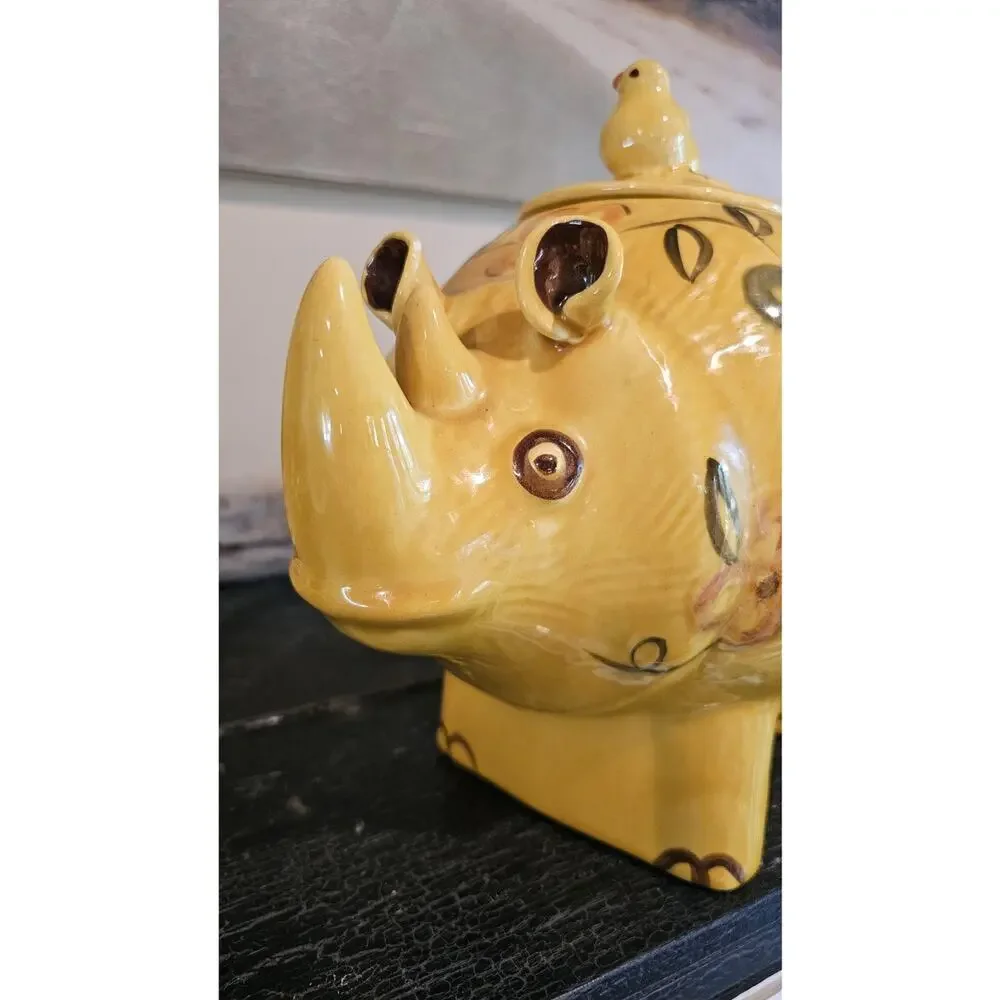 1960s Handpainted Cookie Jar Rhinoceros Named Bartholomew